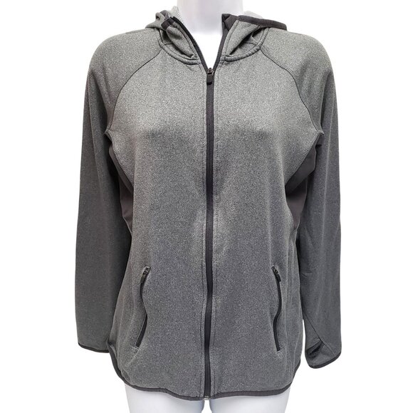 H&M Sport Womens Gray Full-Zip Hoodie Jacket with Pockets & Thumbholes Size L - Picture 1 of 11